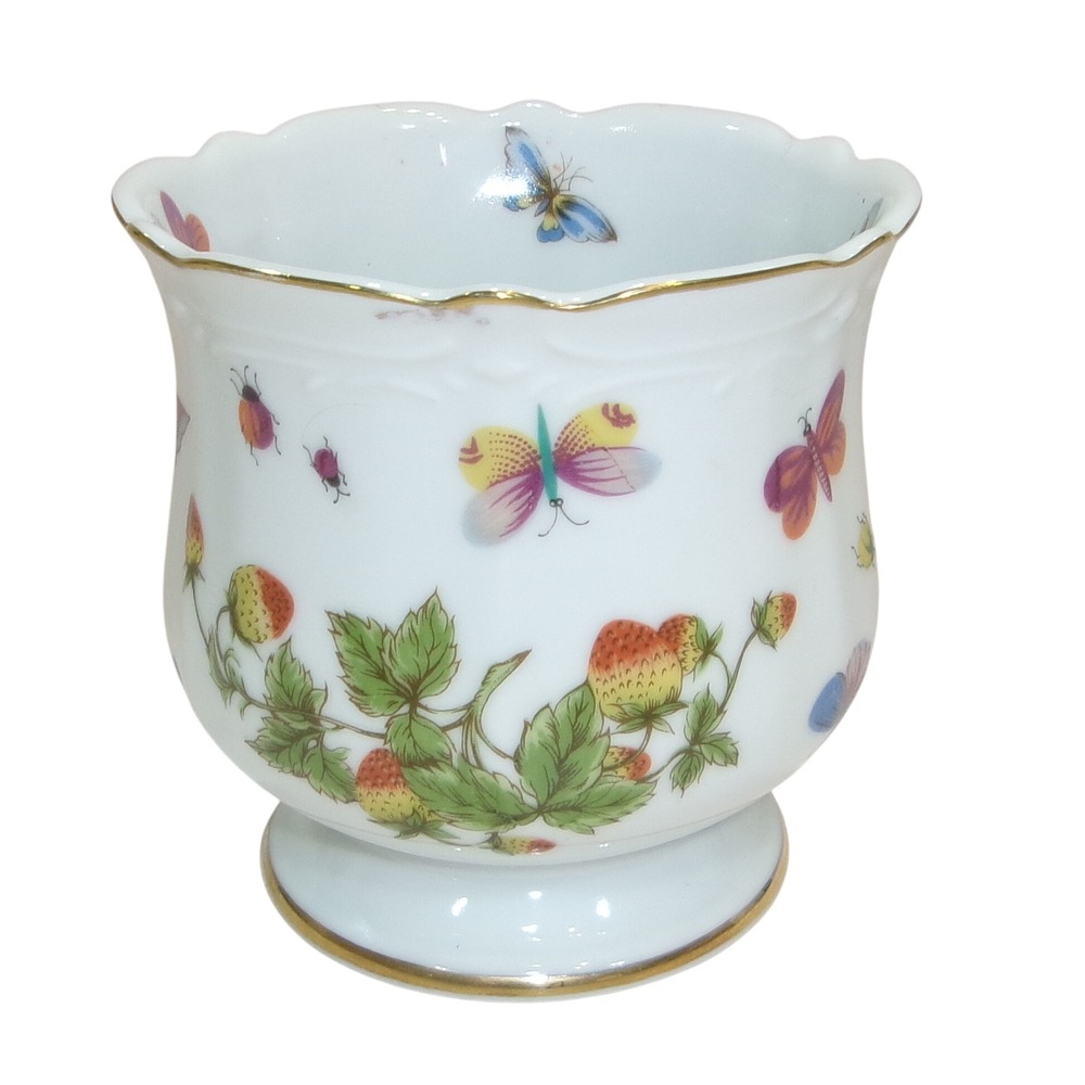 Ardalt Lenwile China Strawberry Butterfly Porcelain Planter Cachepot Japan 7083